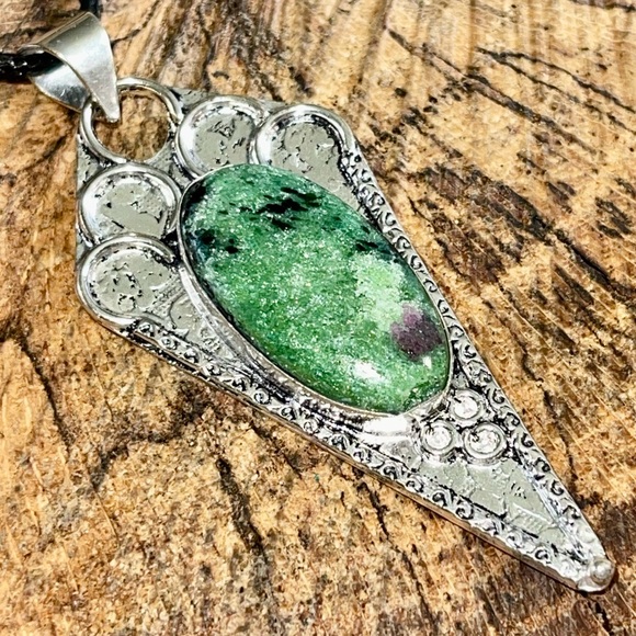 Ruby Zoisite Pendant 2 1/4” - Picture 6 of 8